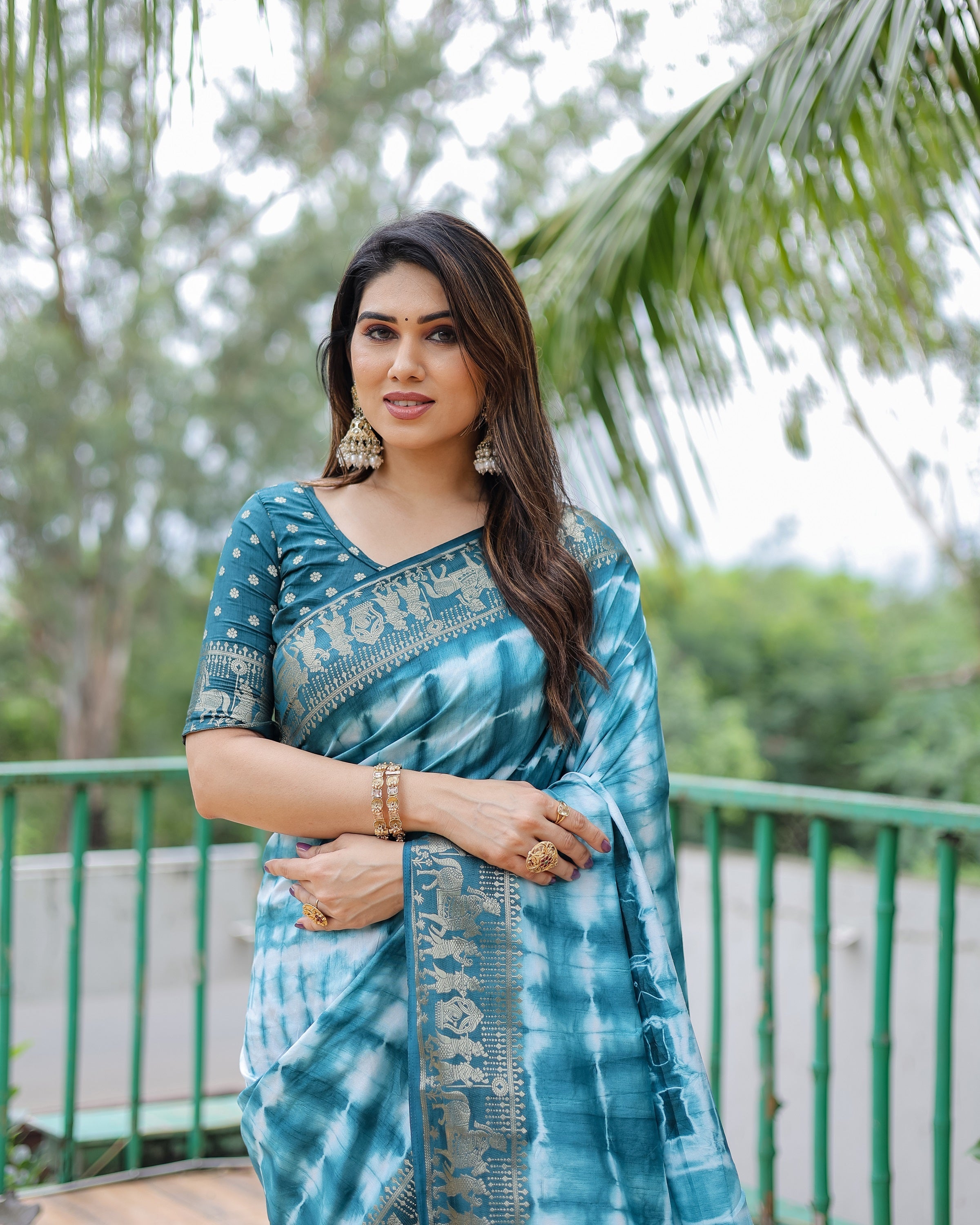 Soft Dola Silk Sibori Bandhej Saree with Zari Border