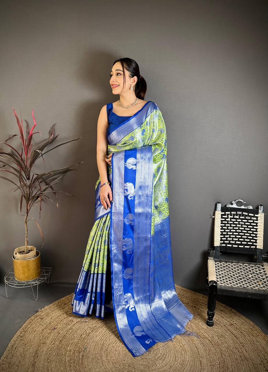 Pure Kanjivaram Silk Saree with Silver Zari Pallu