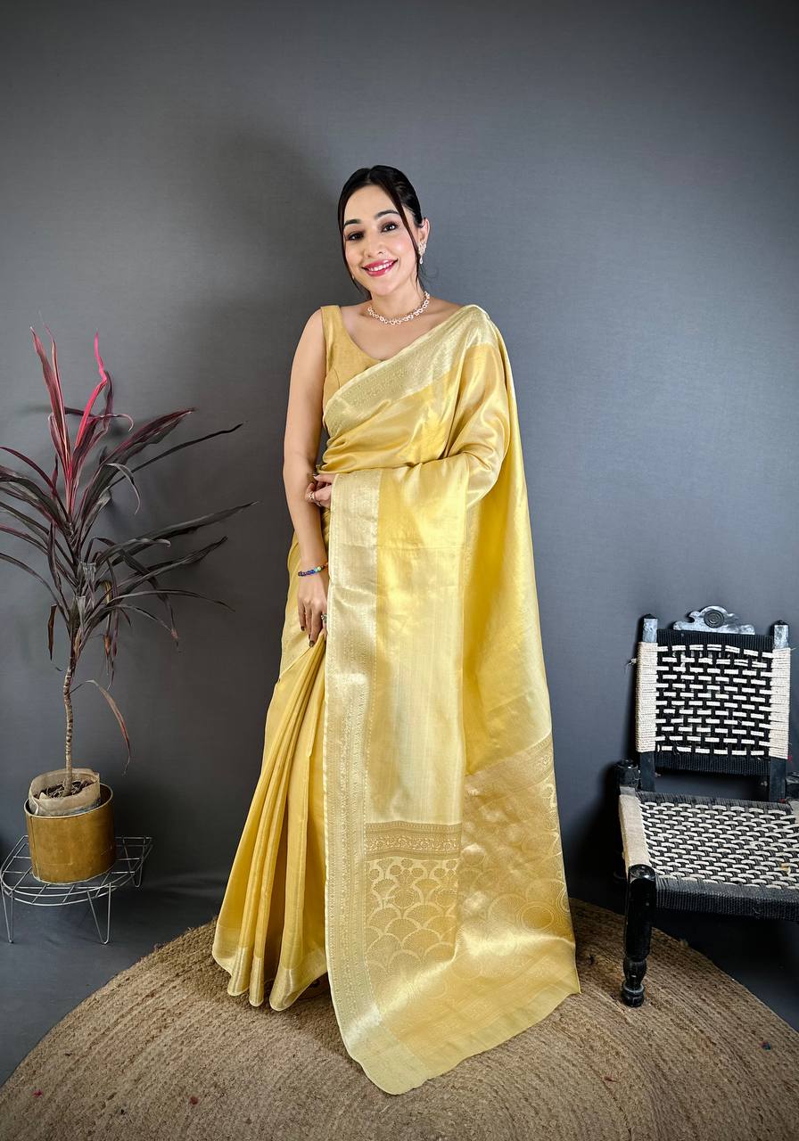Banarasi Soft Tissue Silk Saree with Copper Zari Weaving Main image