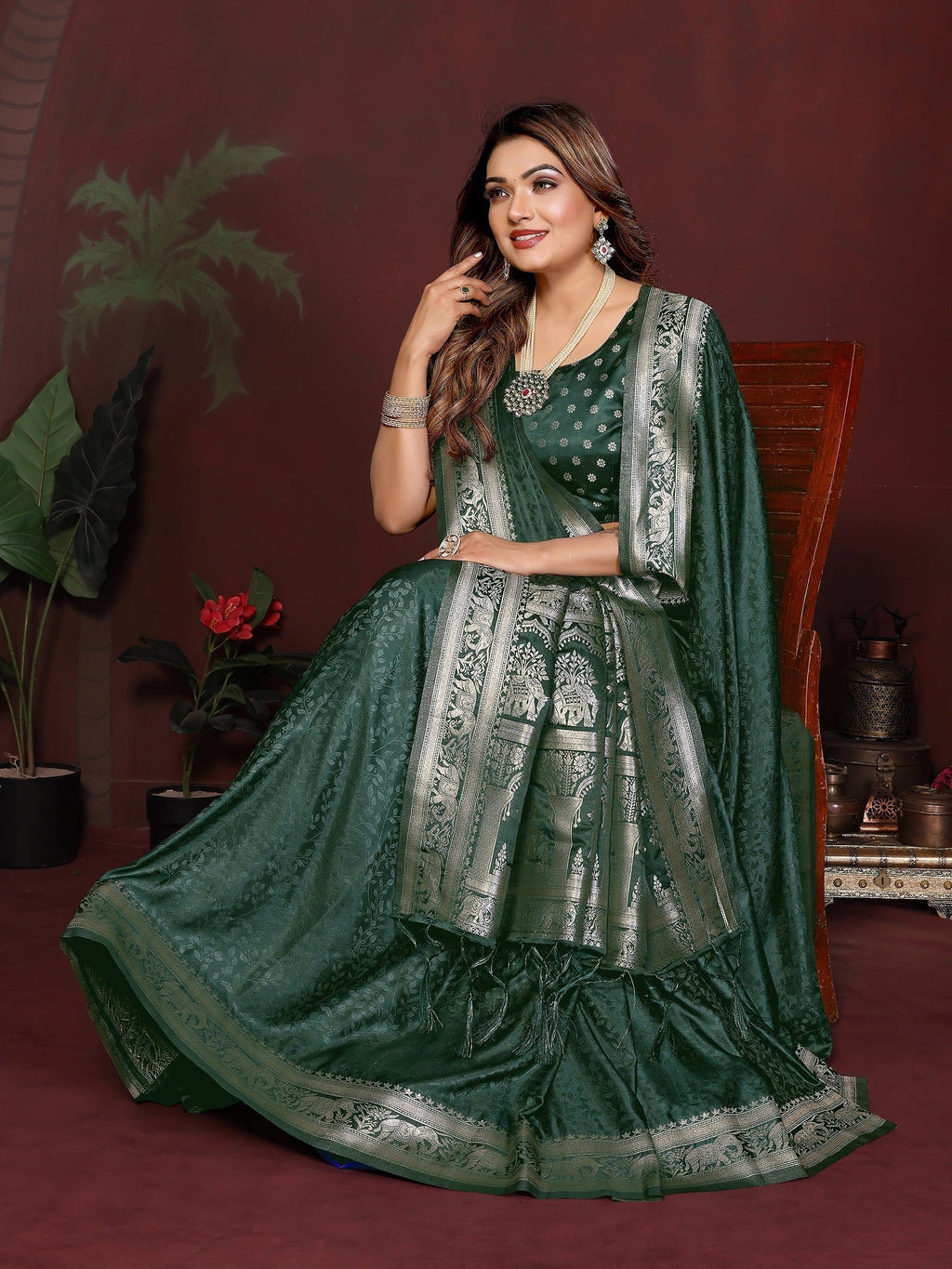 Luxury Soft Satin Silk Hand Dyed Gala Pallu Saree