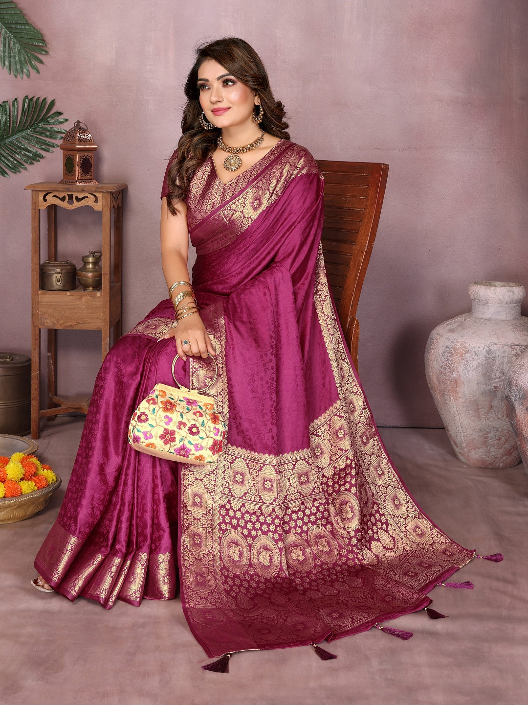 Gala Pallu Hand Dyed Satin Silk Saree