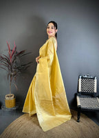 Banarasi Soft Tissue Silk Saree with Copper Zari Weaving