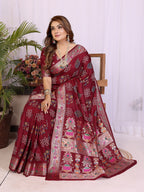Dola Silk Bandhej Khadi Print Saree with Kanchi Border