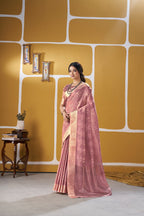 Premium Linen Cotton Silk Saree with Gold Zari Design