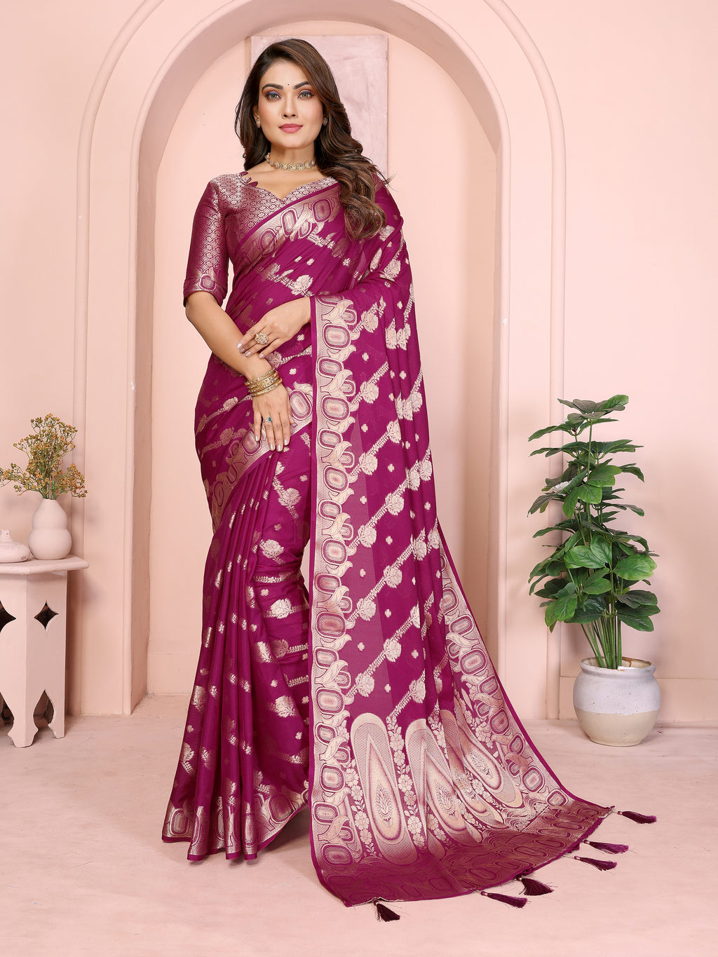 Banarasi Silk Saree with Leheriya Weaving