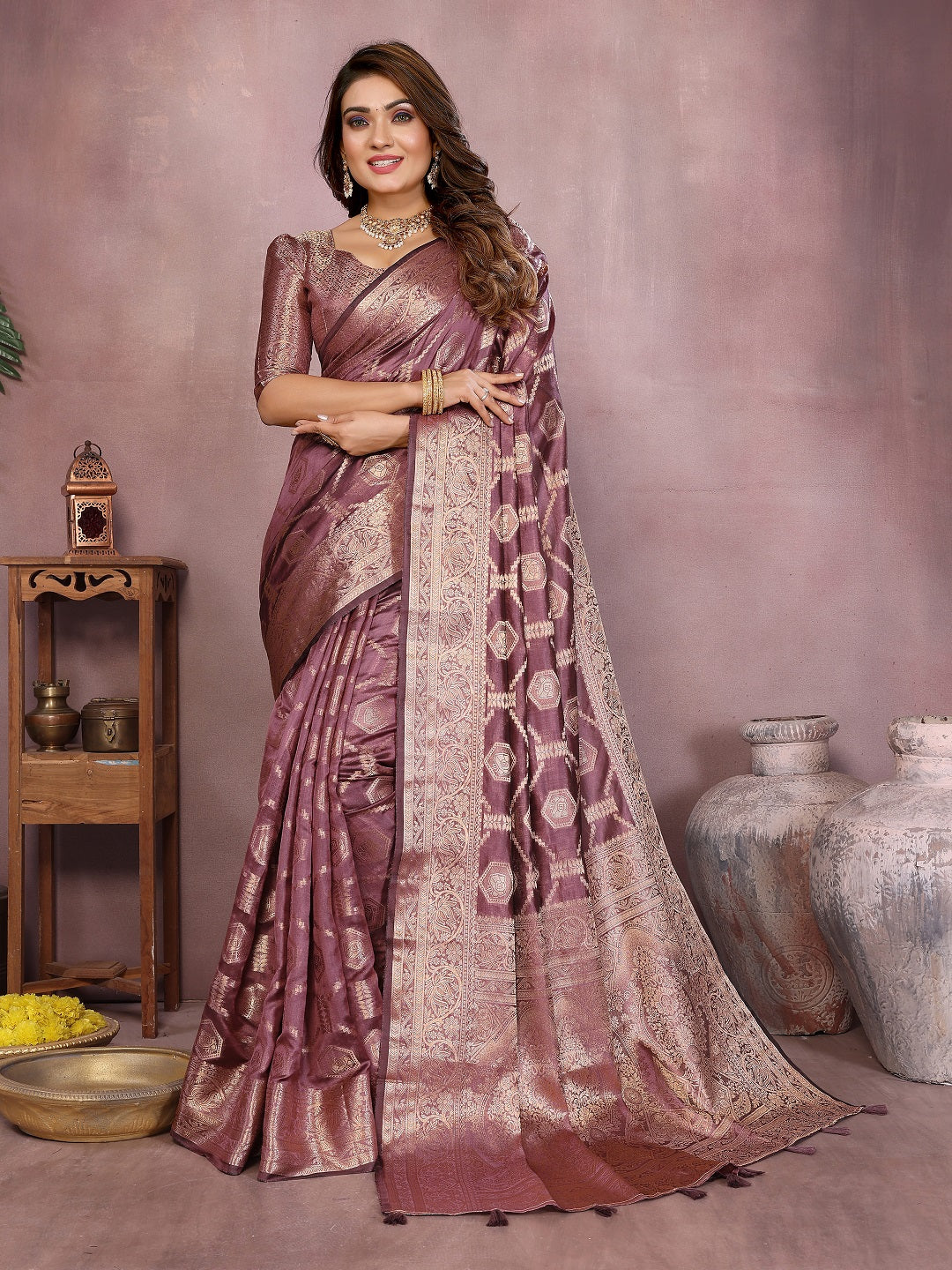 Traditional Banarasi Organza Saree with Intricate Butti Design