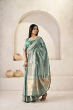 Designer Gold Zari With Soft Linen Cotton Silk Saree