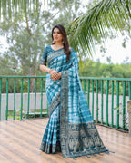 Soft Dola Silk Sibori Bandhej Saree with Zari Border