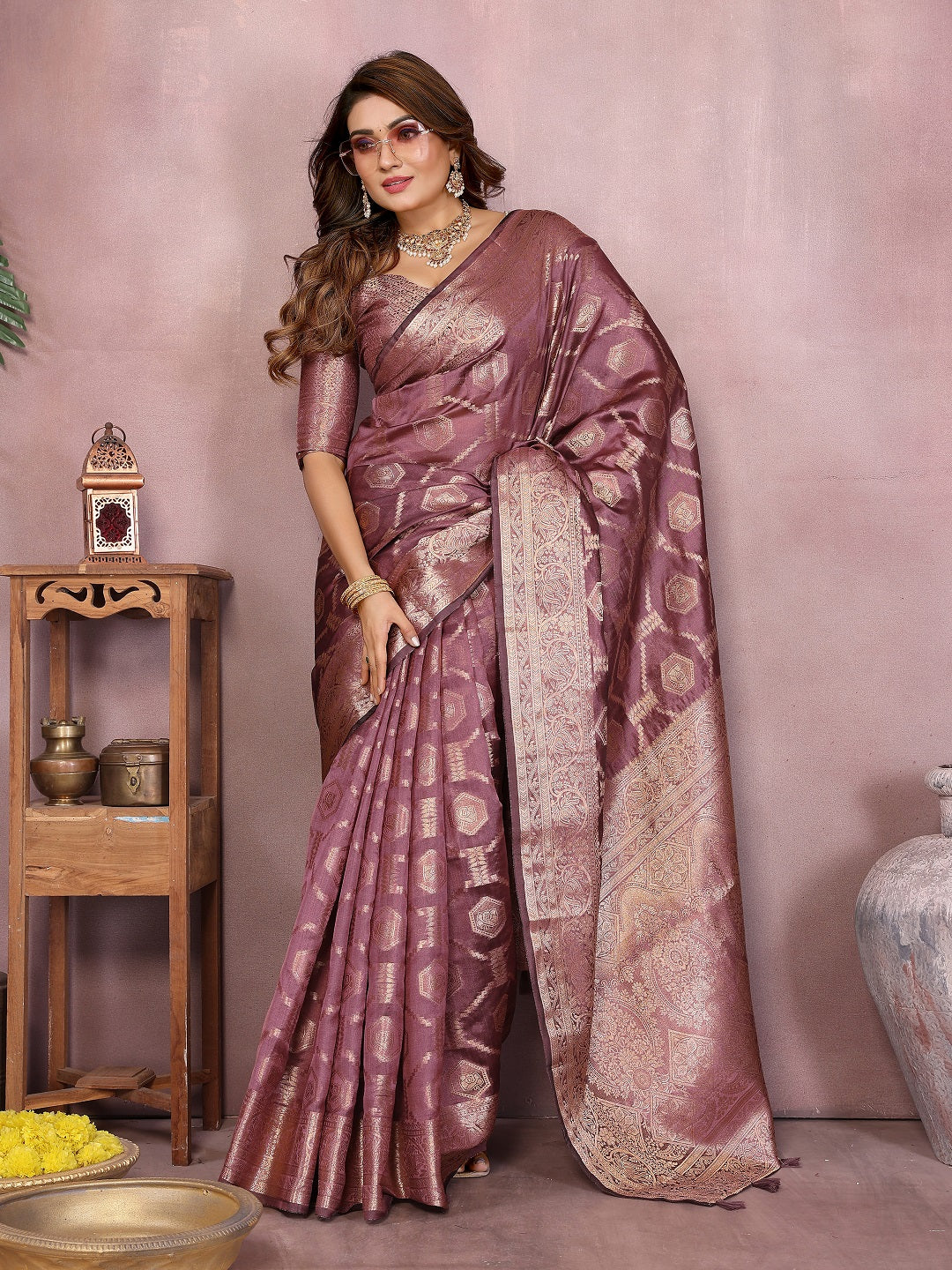Traditional Banarasi Organza Saree with Intricate Butti Design