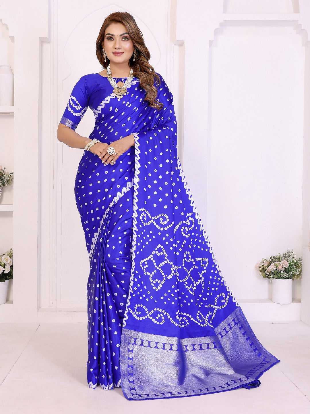 Hand Dyed Lagadi Patta Pallu Bandhej Saree Main image