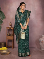 Pure Bandhej Silk Saree with Morpankh Pallu