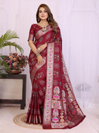 Dola Silk Bandhej Khadi Print Saree with Kanchi Border