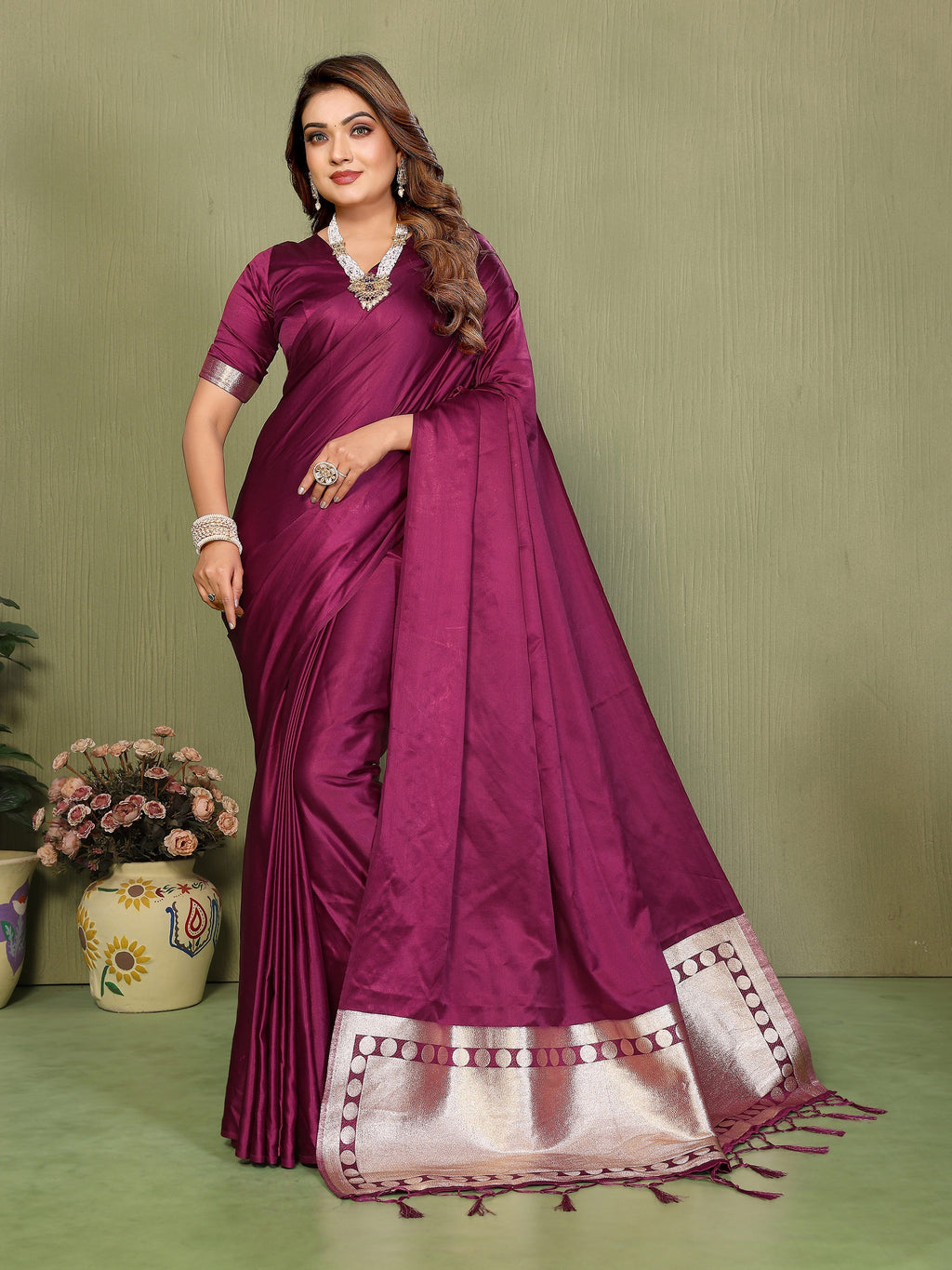 Lagadi Patta Soft Satin Silk Gala Pallu Saree