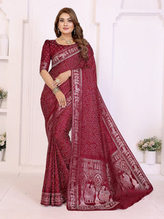 Kanchi Zari Border with Bandhej Print Saree