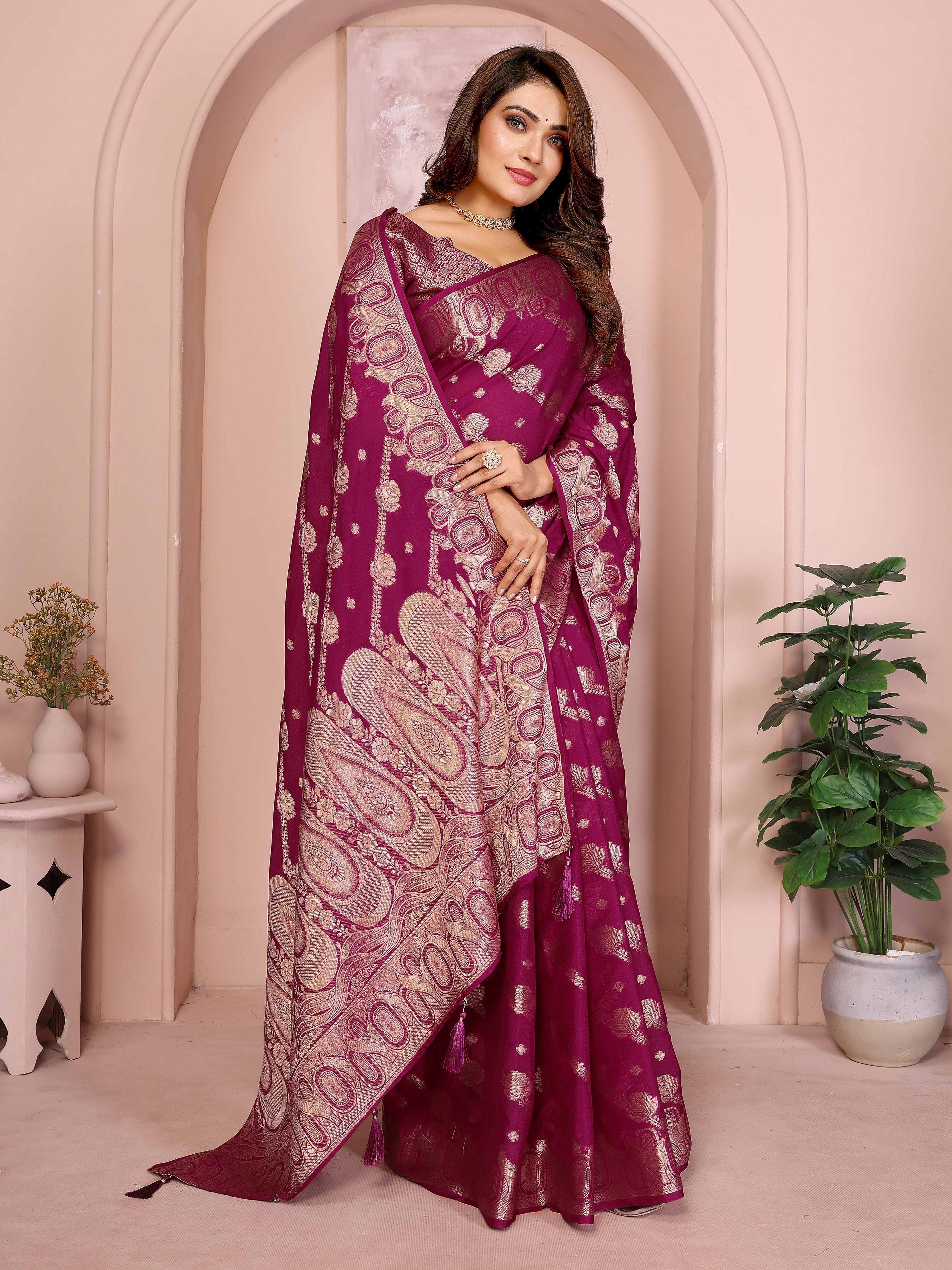 Banarasi Silk Saree with Leheriya Weaving