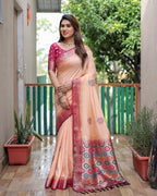Dola Silk Saree with Contrast Border and Rich Pallu