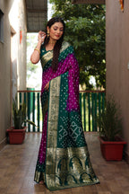 Pure Bandhej Silk Saree with Tissue Pallu
