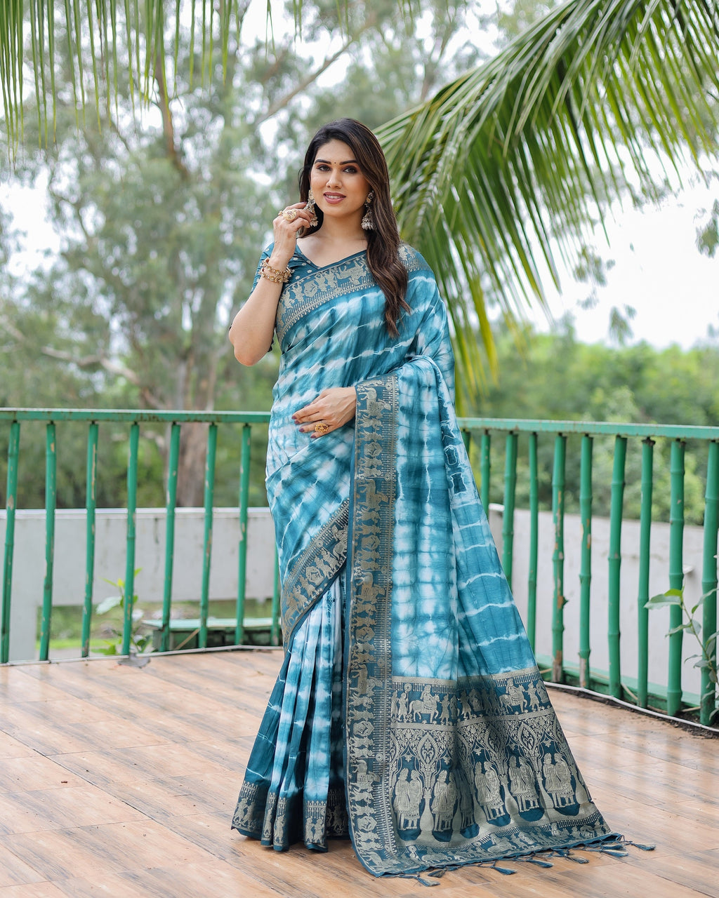 Soft Dola Silk Sibori Bandhej Saree with Zari Border