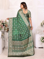 Bandhej Print Soft Satin Silk Saree with Zari Border