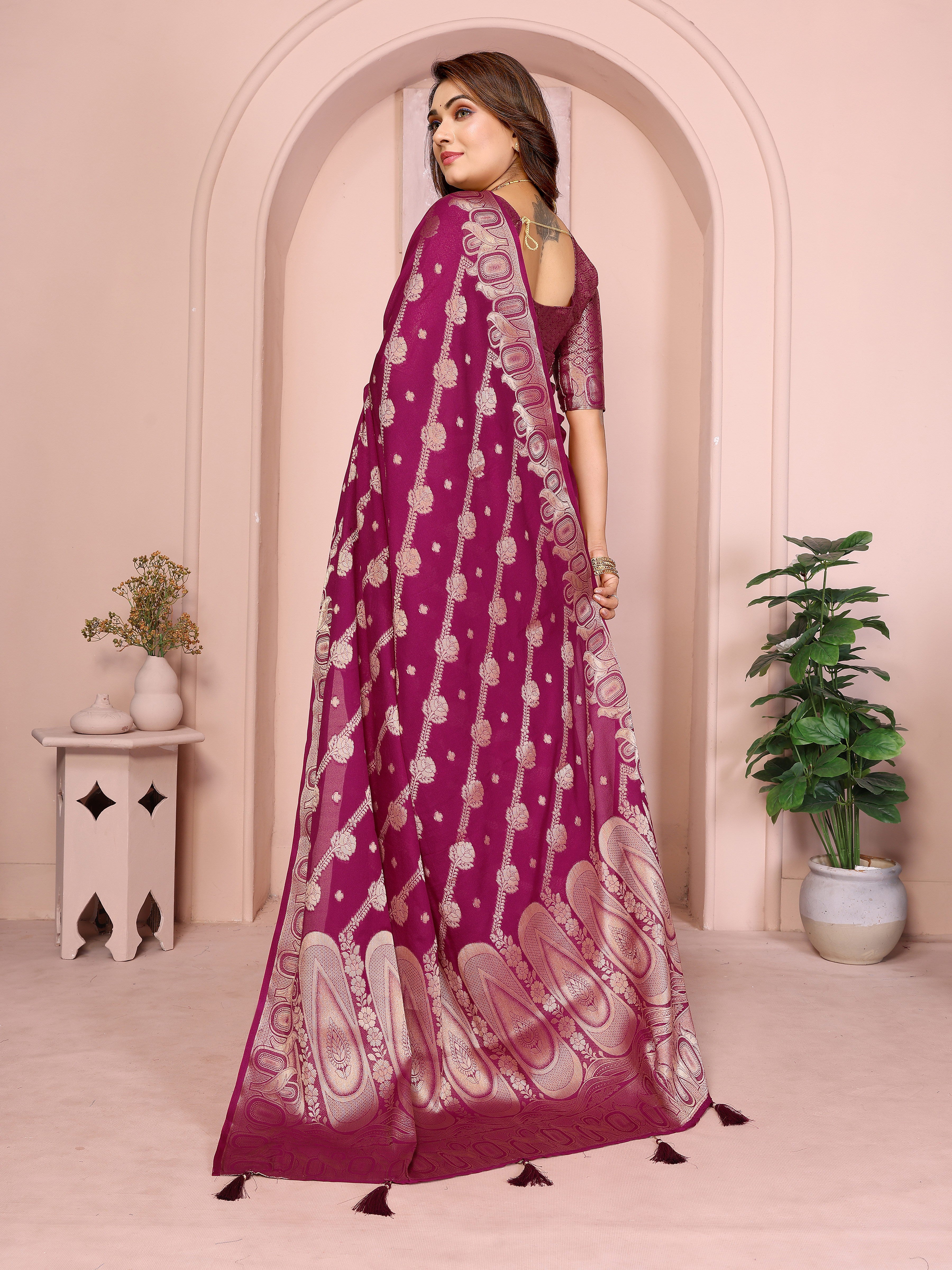 Banarasi Silk Saree with Leheriya Weaving