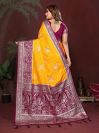 Rich Pallu and Contrast Border Satin Silk Saree