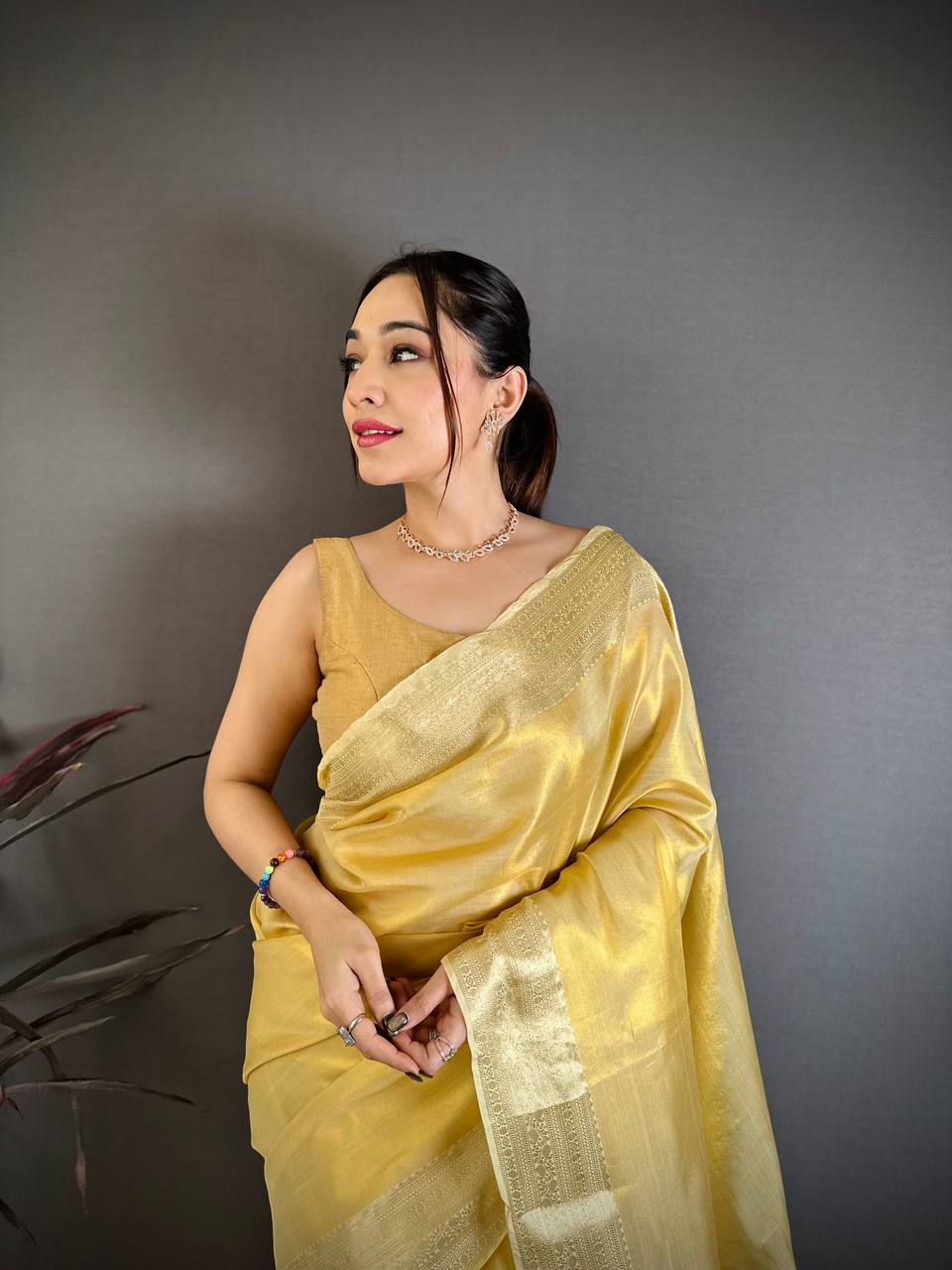 Banarasi Soft Tissue Silk Saree with Copper Zari Weaving