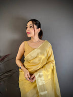 Banarasi Soft Tissue Silk Saree with Copper Zari Weaving