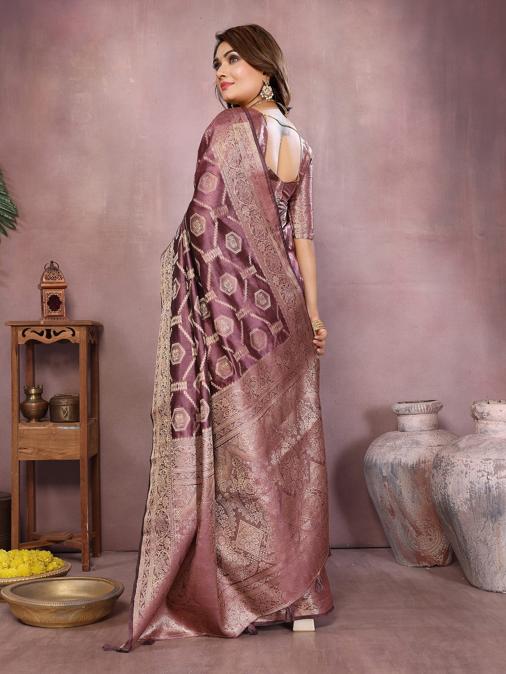 Traditional Banarasi Organza Saree with Intricate Butti Design