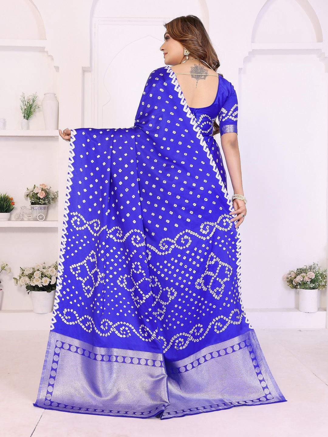 Hand Dyed Lagadi Patta Pallu Bandhej Saree