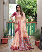 Dola Silk Saree with Contrast Border and Rich Pallu