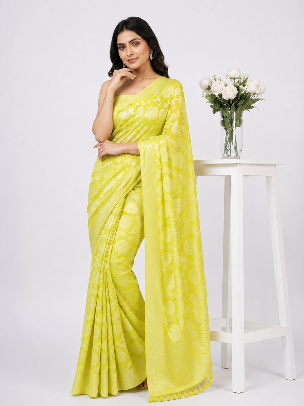 Fantabulous Yellow Soft Silk Saree With Tempting Blouse Piece