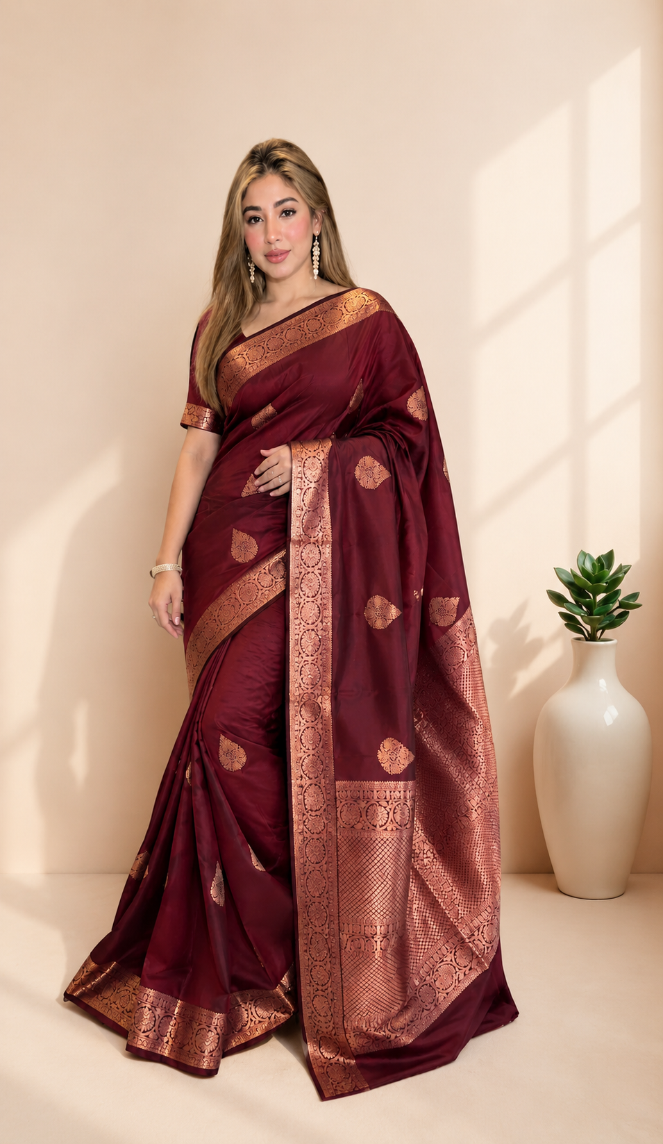Adorable Wine Soft Silk Saree With Evocative Blouse Piece