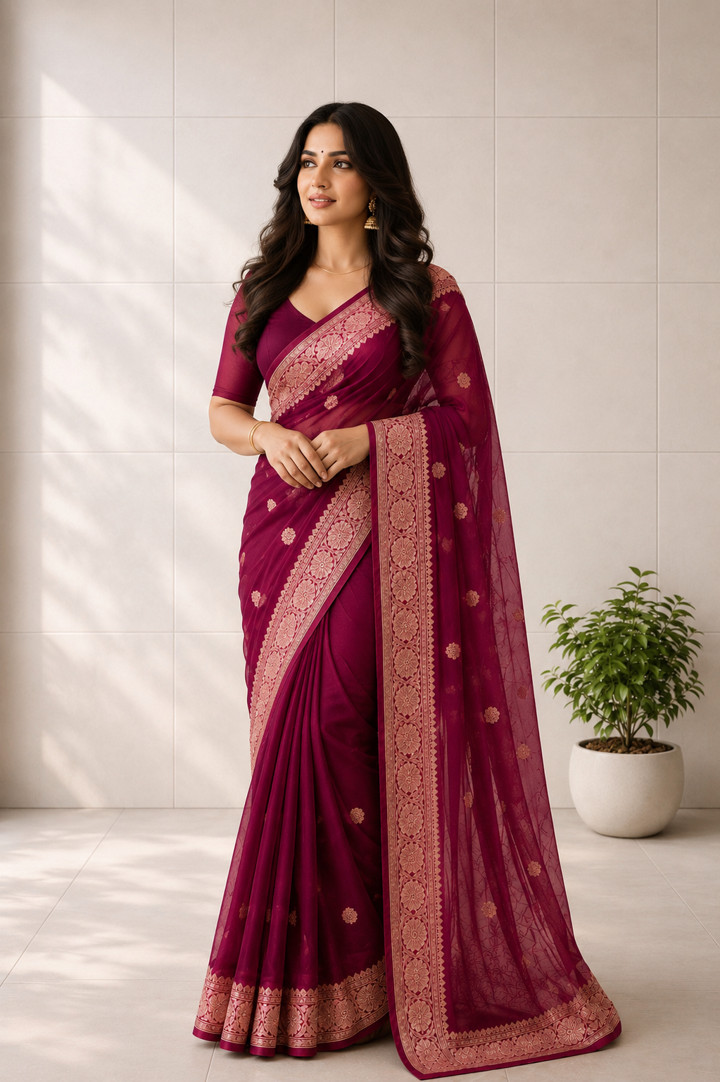Mellifluous Wine Soft Silk Saree With Tempting Blouse Piece