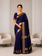 Bollywood Style Purple Cotton Silk Saree With Majestic Blouse Piece