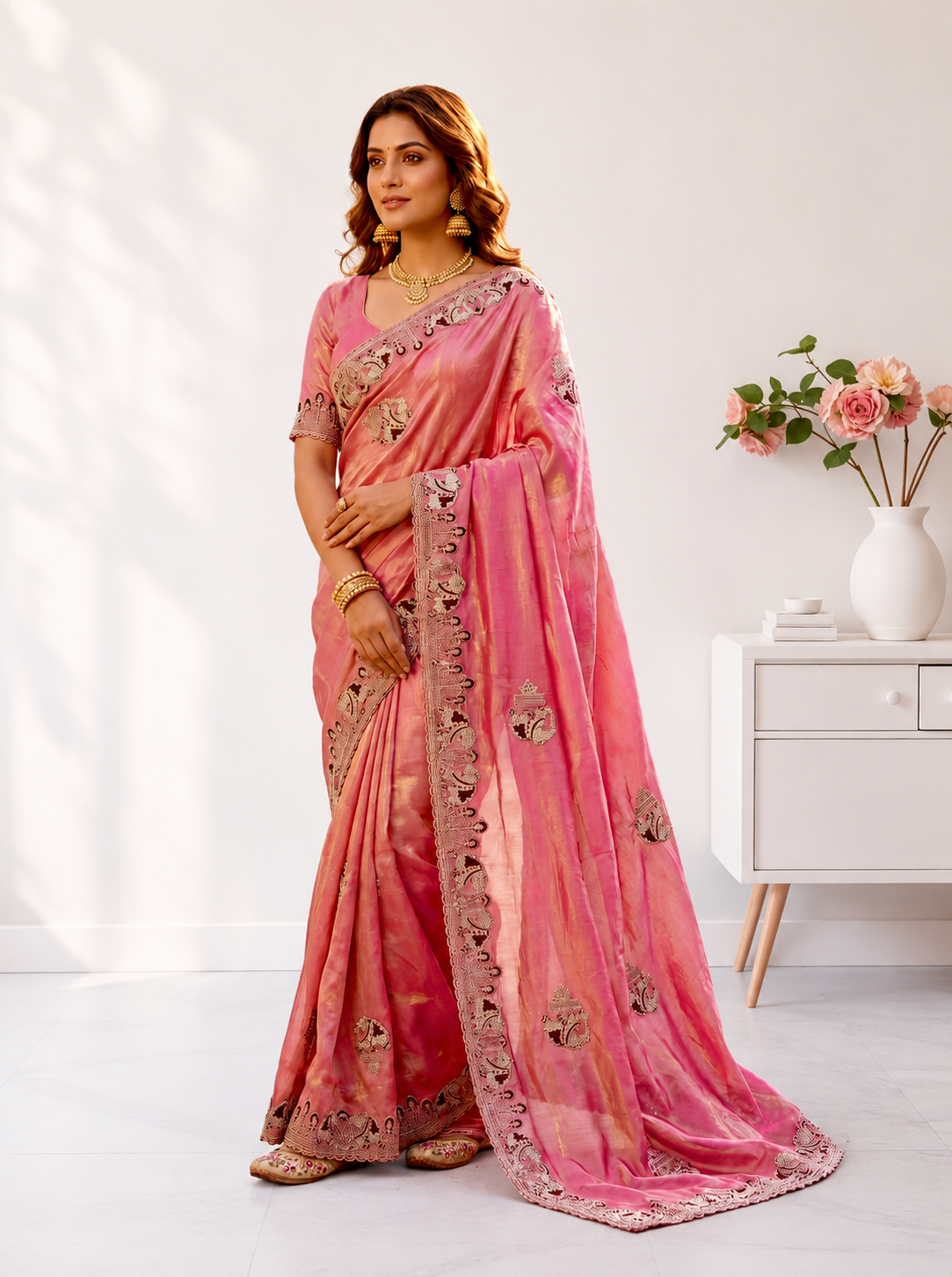 Crystal Elegance Fendy Satin Saree Main image