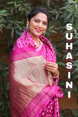 Glorious Bandhej Pink Color Silk Saree