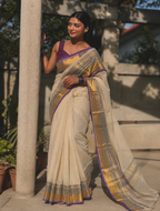 Royal Kanchi Cotton White Saree