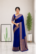 Ideal Royal Blue Soft Silk Saree With Bucolic Blouse Piece