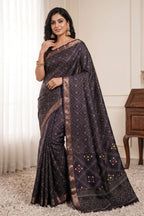 Bandhani Print Soft Silk Blend Saree with Rich Golden Zari Border