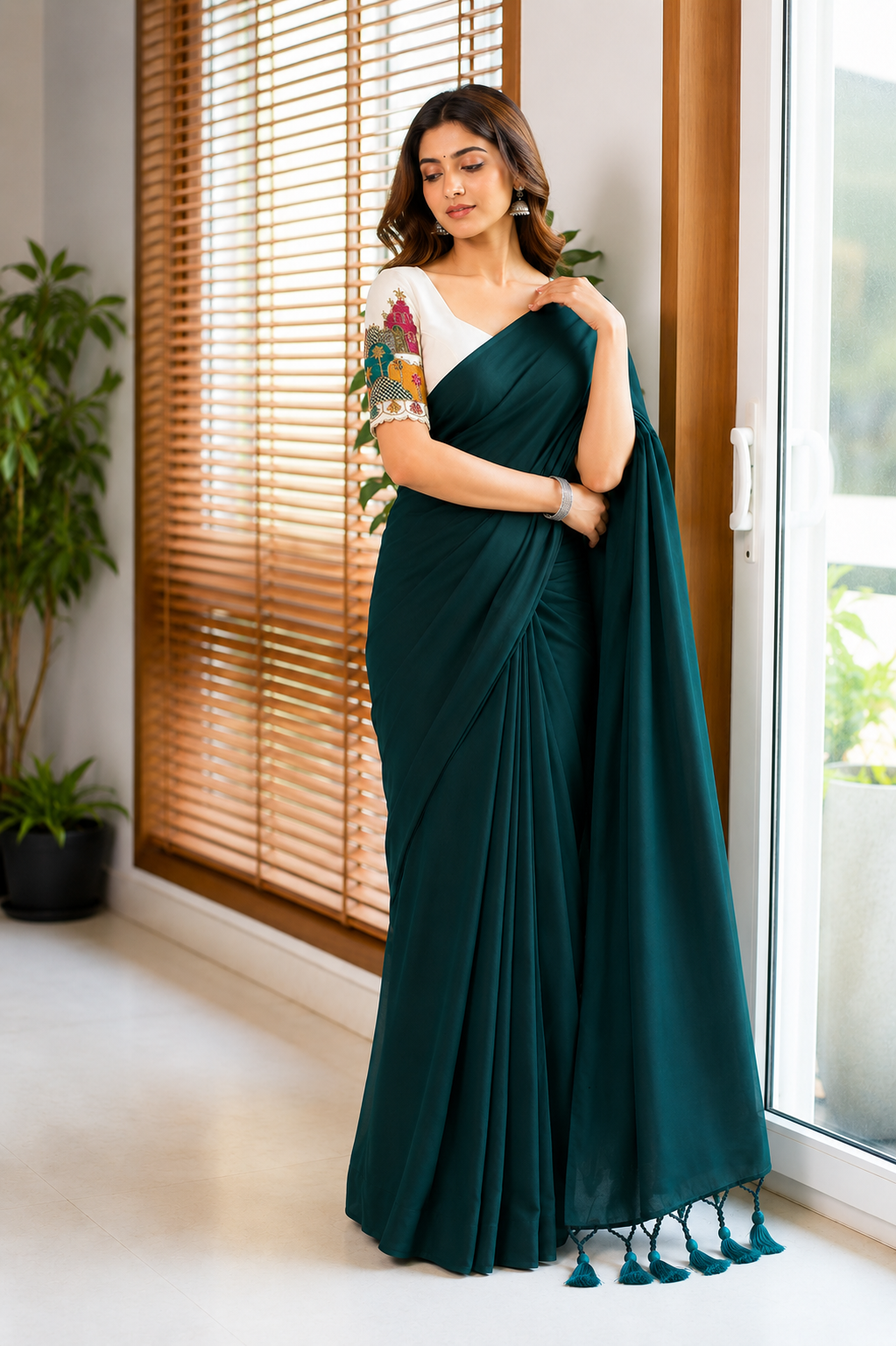 Soft Handloom Cotton Saree With Heavy Blouse Secondary image