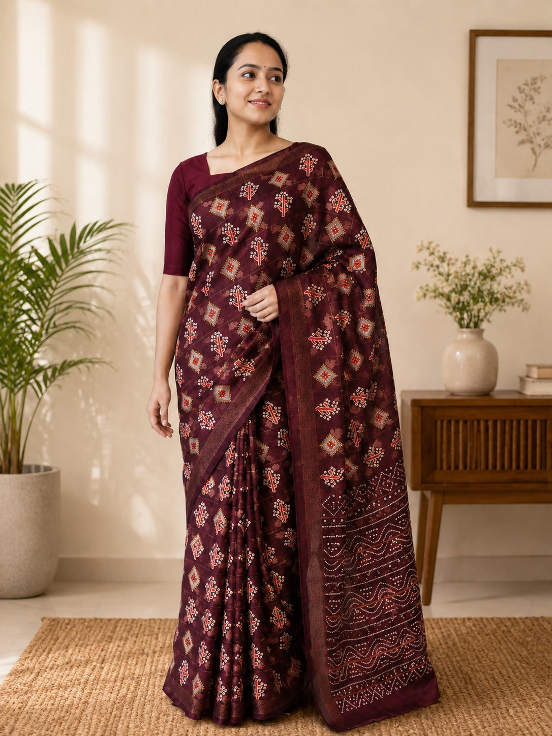 Soft Cotton Saree with Traditional Printed Motifs Main image