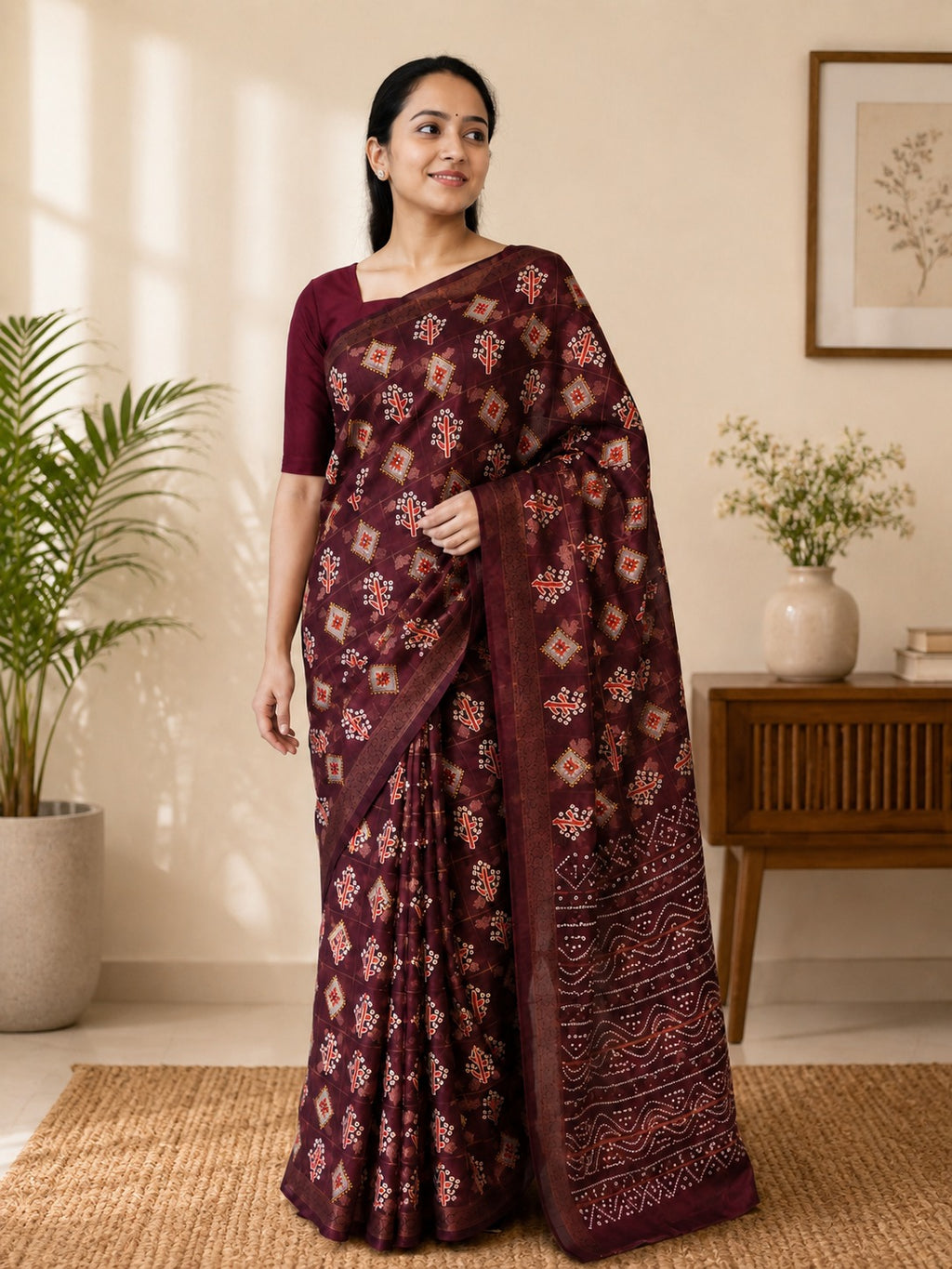 Soft Cotton Saree with Traditional Printed Motifs