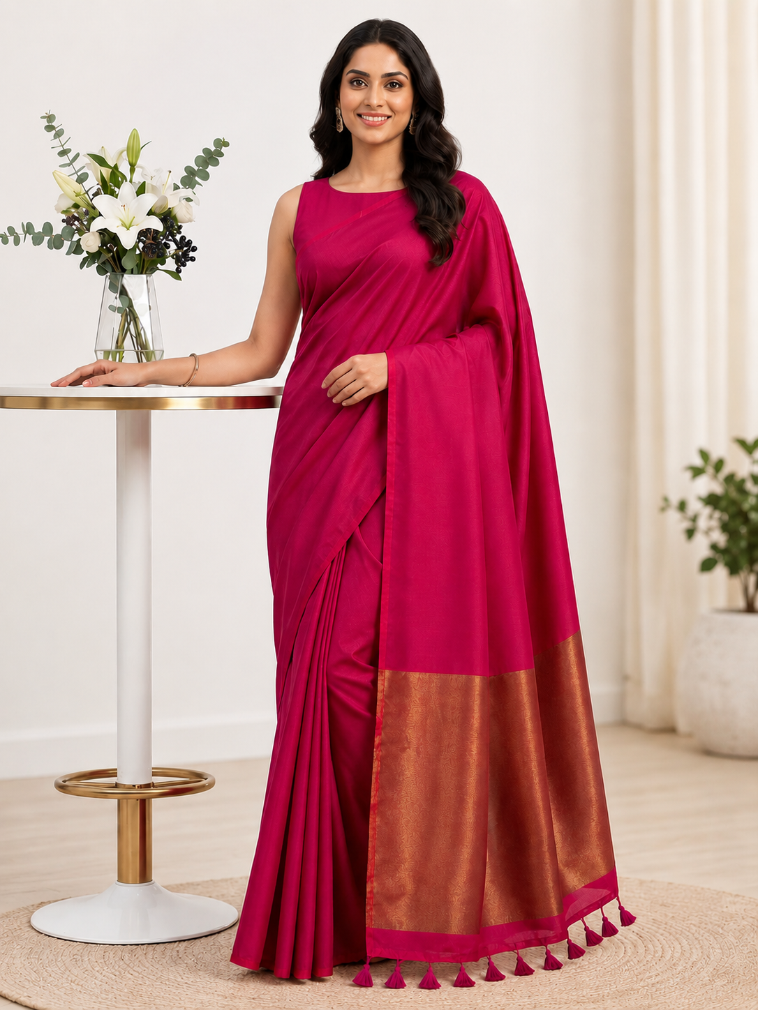 premium Jari Khadi Cotton Saree Main image