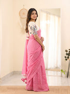 Elegant Khadi Cotton Saree with Designer Embroidered Padded Blouse