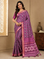 Premium Ajrakh Print Silk Blend Saree