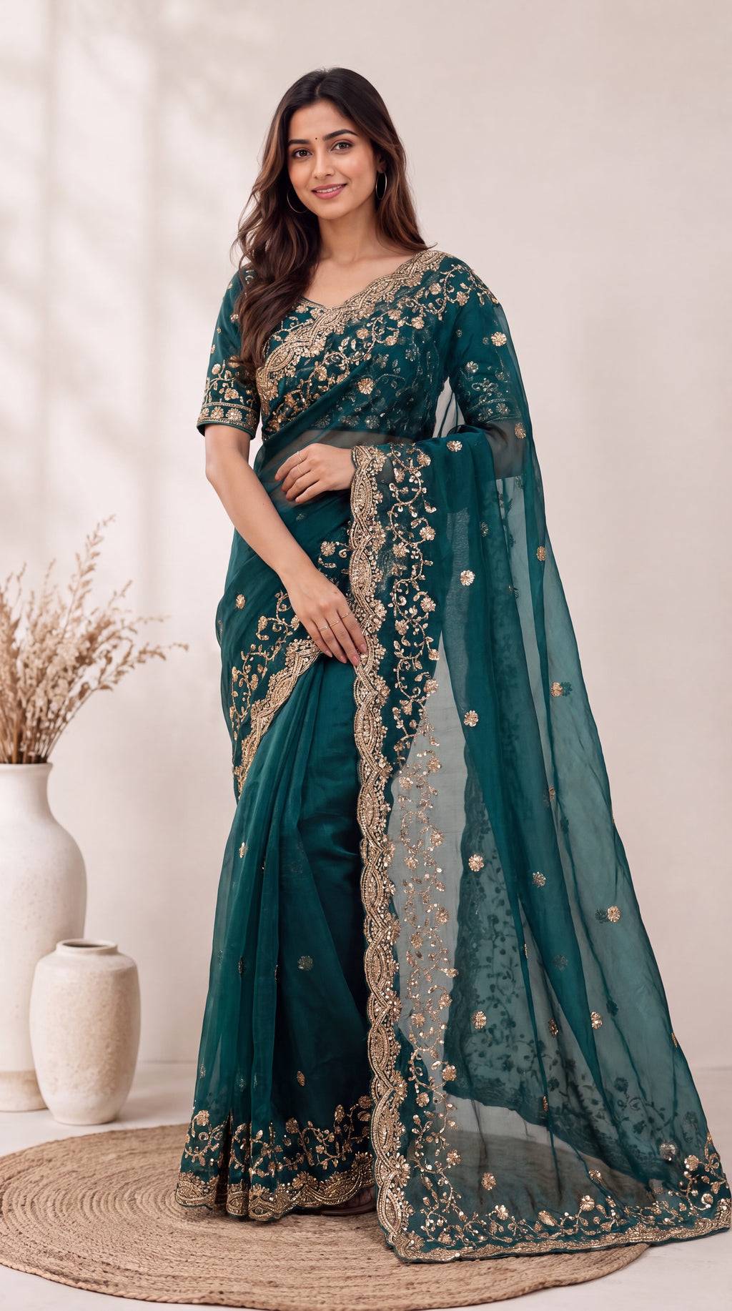 Premium Soft Fandy Satin Silk Saree with Cut Dana Work