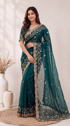 Premium Soft Fandy Satin Silk Saree with Cut Dana Work