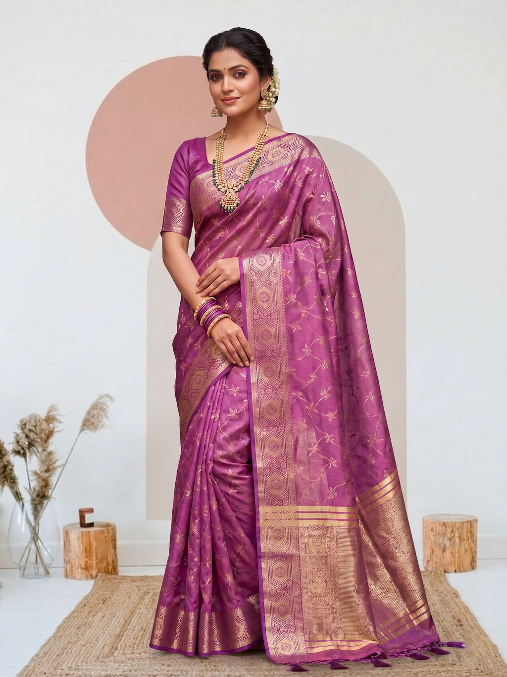 Traditional Weaving Satin Saree