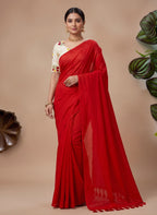 Elegant Khadi Cotton Saree with Embroidered Padded Blouse