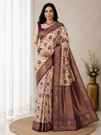 Elegant Silk Blend Saree With Traditional Zari Weaving